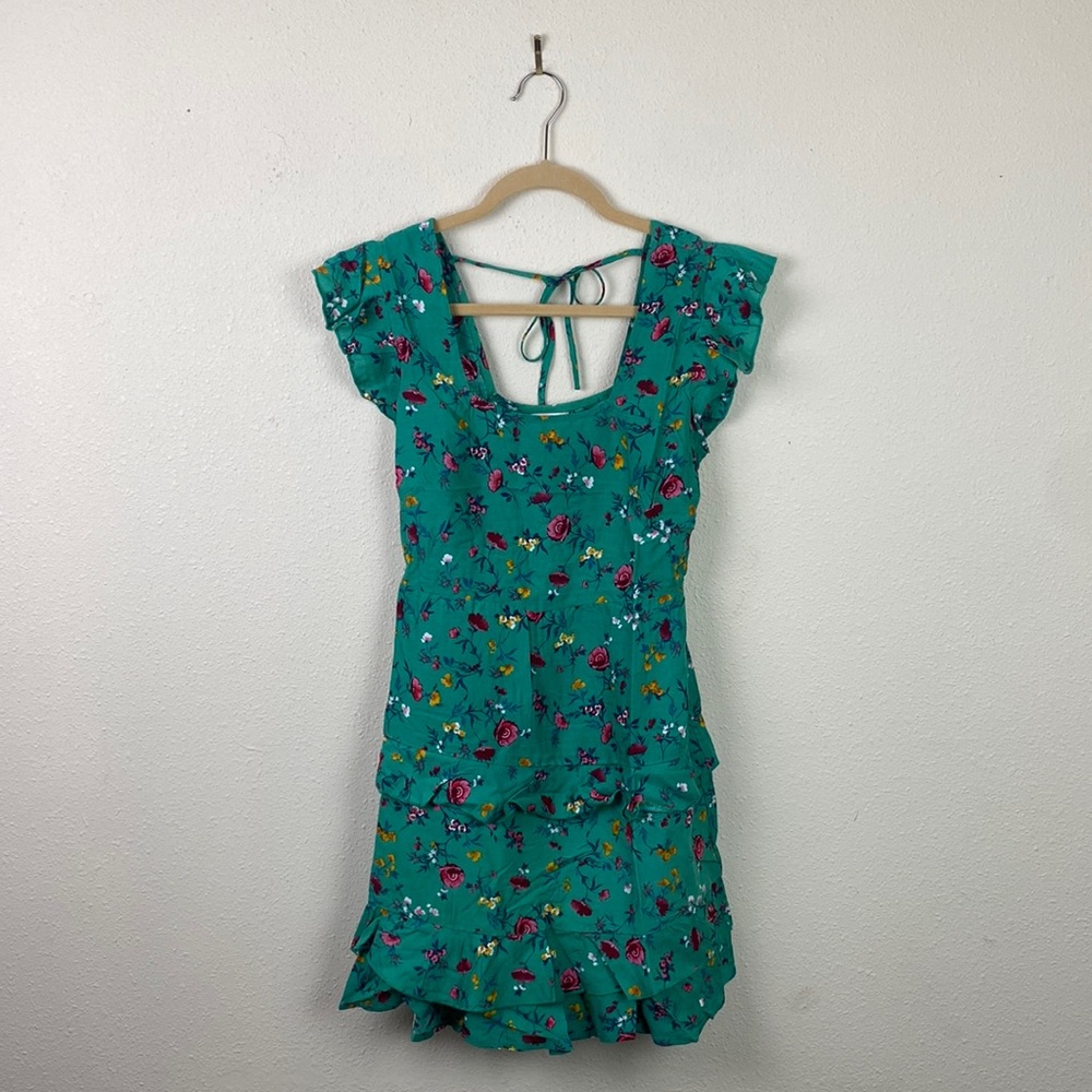 NWT Lottie & Holly / B.O.G. Collective | Green Floral Ruffle Mini Dress M